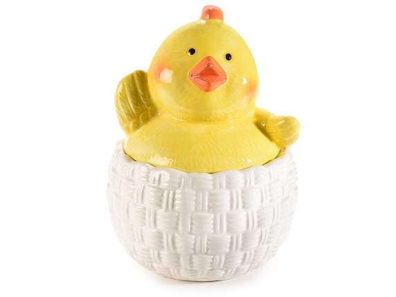 Ceramic food jar chick in basket