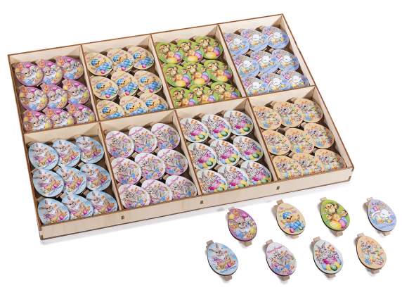 Display with 72 Easter egg-shaped wooden clothespins