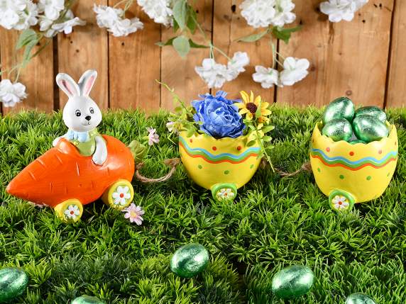 Carrot Train with Ceramic Egg Carriages and Bunny