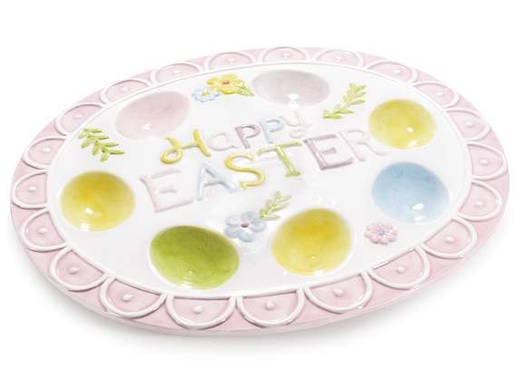 7-compartment ceramic egg holder food dish