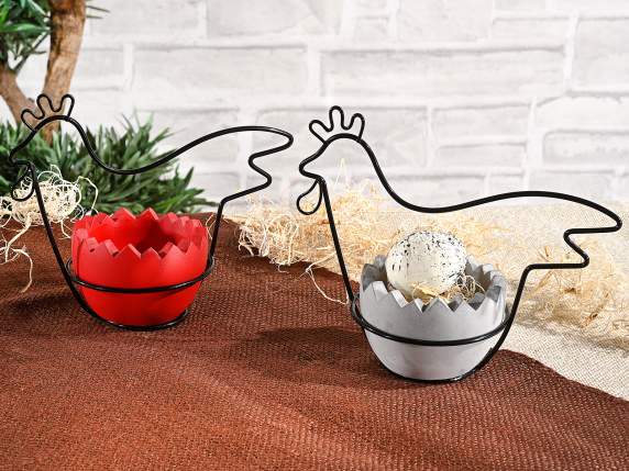 Colored concrete container with metal hen