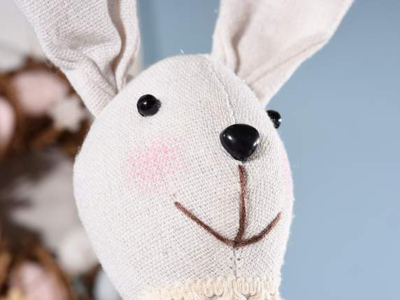 Cloth rabbit with blue dress with buttons