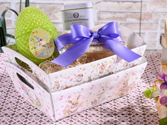 Paper tray - basket with handles and bunny print