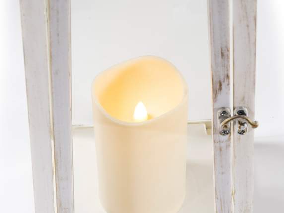 Metal effect lantern with electronic LED light candle