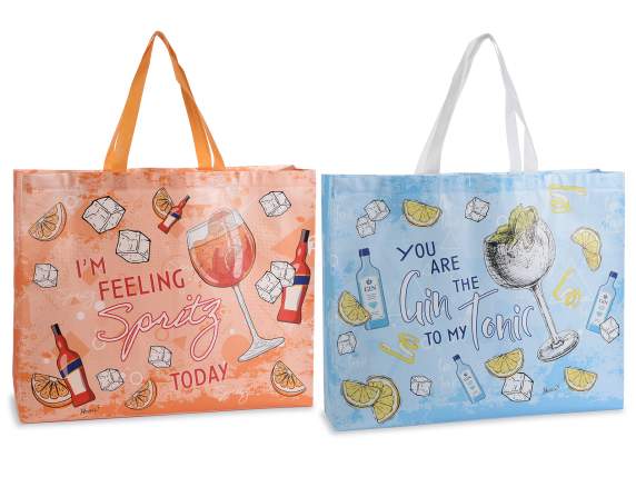 Non-woven fabric bag with CocktailParty print