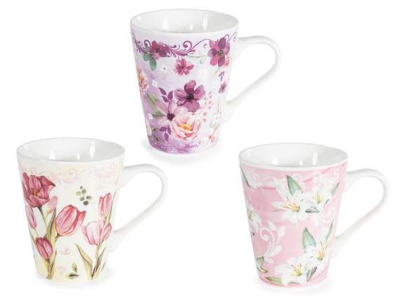 280ml porcelain mug with floral decorations