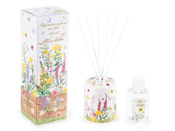100 ml ceramic room fragrance diffuser with floral print