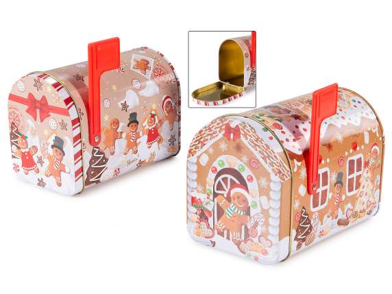 Set of 2 gingerbread metal letter boxes