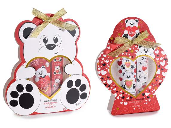 Gift box hand cream and Teddy Bear file with bow