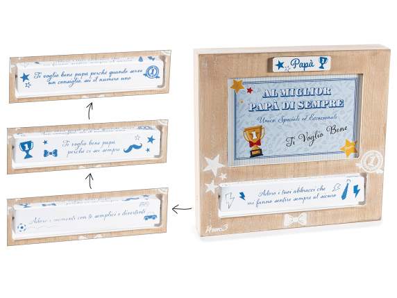 Wooden photo frame with mum and dad print and writing