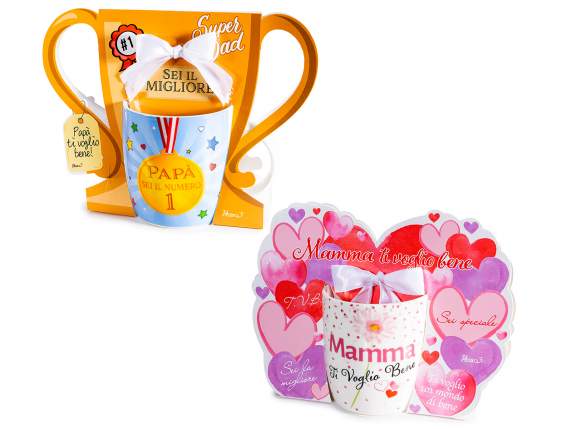 300ml porcelain mug with Mum and Dad decorations
