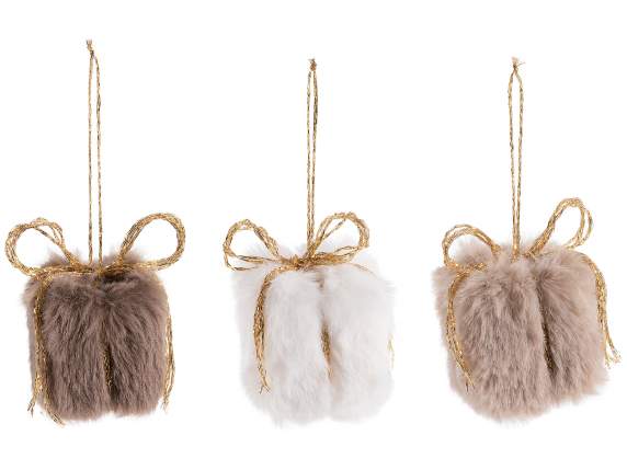 Soft eco-fur Christmas gift package to hang