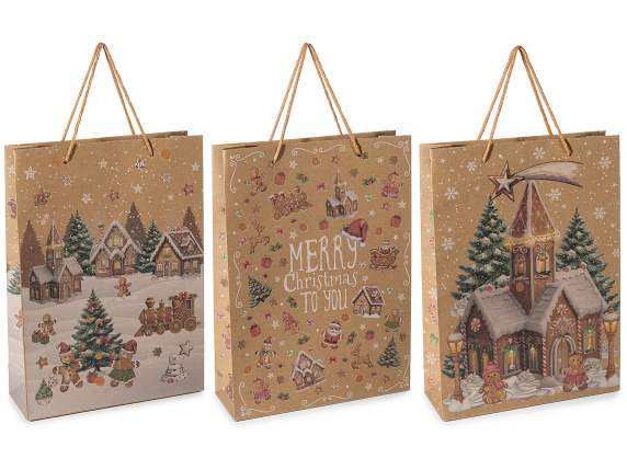 Large Christmas kraft paper bag-envelope with handles