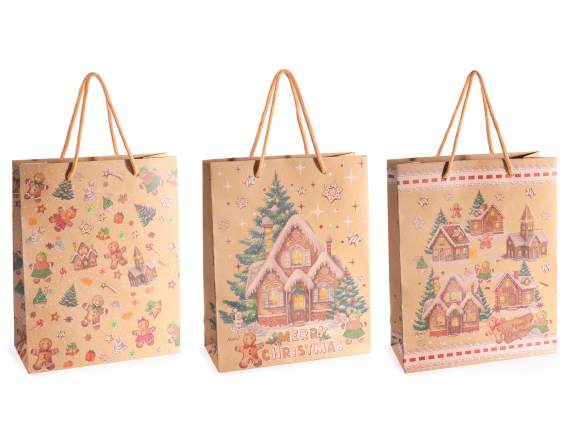 Medium Christmas kraft paper bag-envelope with handles