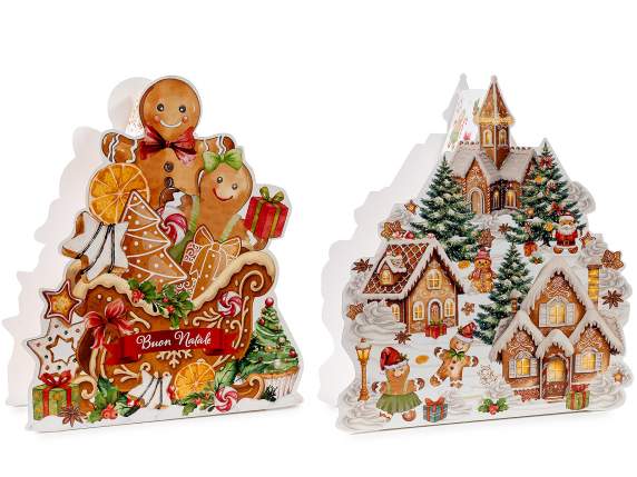Christmas tree paper box with gingerbread print