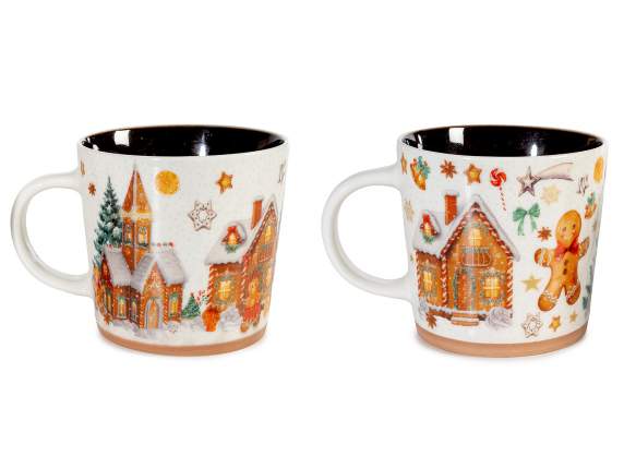 350ml porcelain Christmas mug with coloured interior