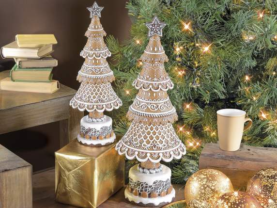 Set of 2 resin trees with gingerbread decorations