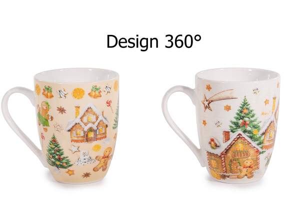 Christmas porcelain mug 300 ml biscuit decoration