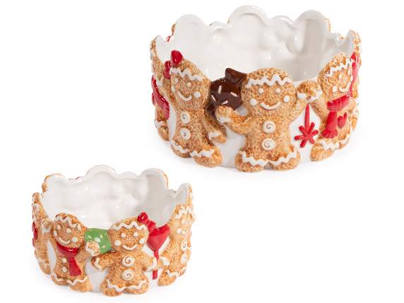 Set of 2 ceramic vases with embossed biscuit decorations