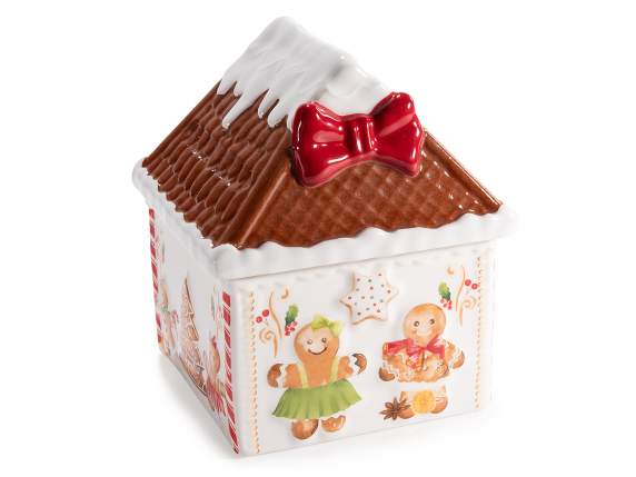 Gingerbread house ceramic food jar