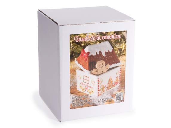 Gingerbread house ceramic food jar