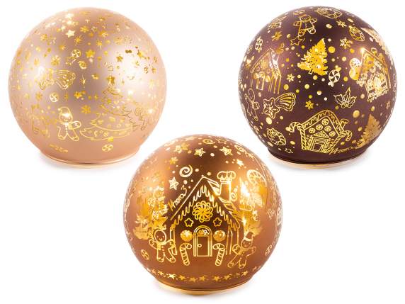 Christmas glass sphere lamp decorated with LED lights