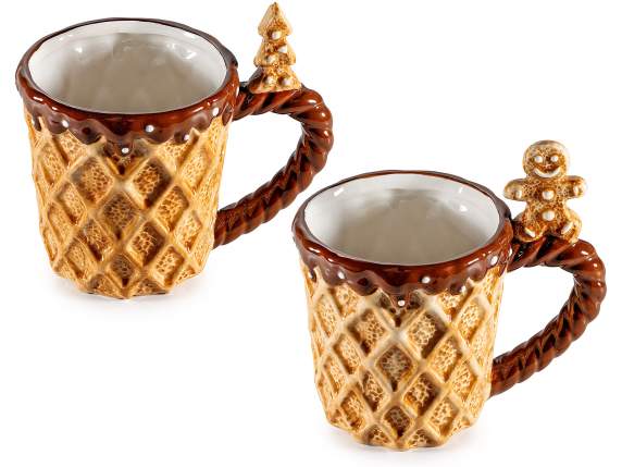 300 ml ceramic mug with embossed Christmas decorations