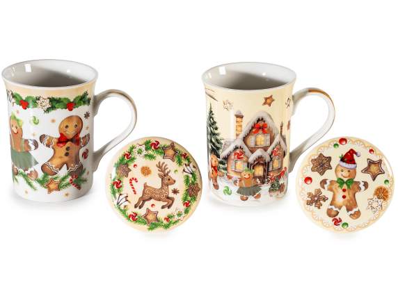 300 ml porcelain mug with steel filter and lid