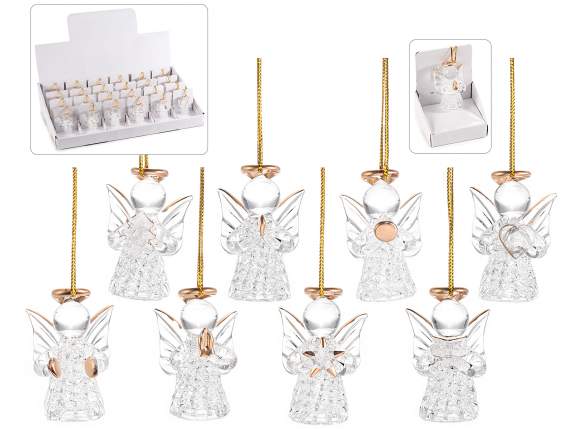 Glass angel with golden details to hang