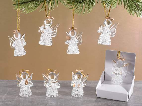 Glass angel with golden details to hang
