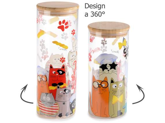 Set of 2 glass food jars with wooden lids