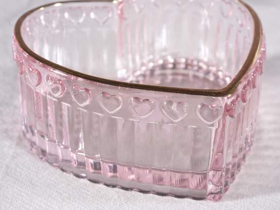 Heart-shaped glass container with gold edge