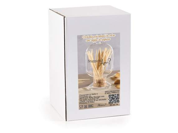 Food-grade glass toothpick holder with cork stopper