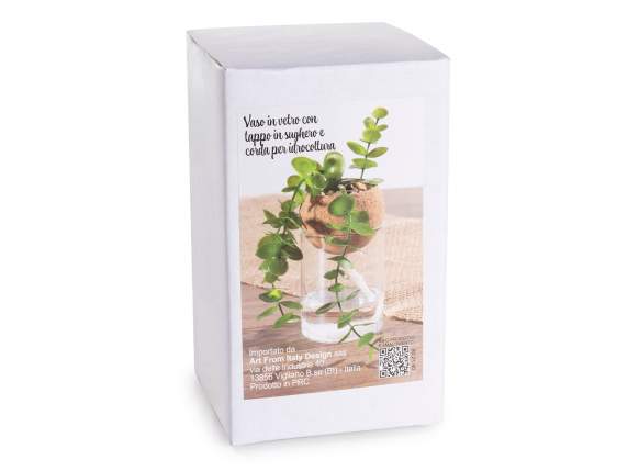 250ml glass and cork jar with self-watering rope