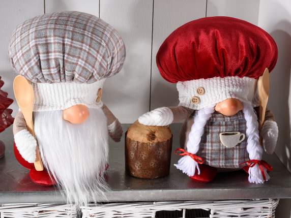 Santa and Mum Christmas cloth chef with wooden spoon