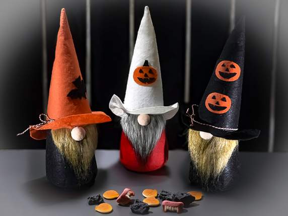 Halloween gnome in colored cloth to support
