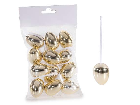 Blister with 12 shiny and golden Easter eggs to hang