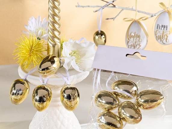 Blister with 12 shiny and golden Easter eggs to hang