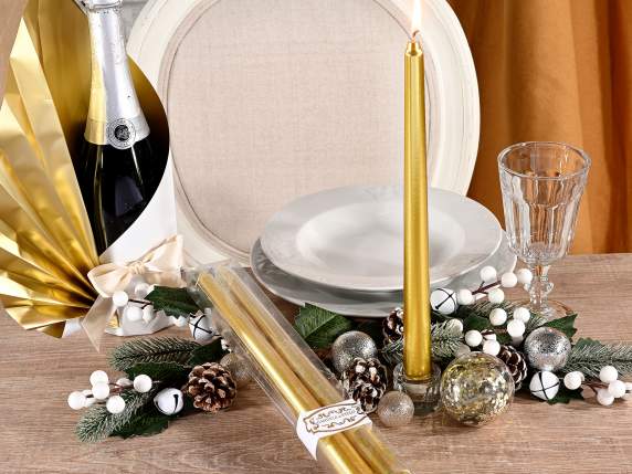 Box of 2 metallic gold stem candles