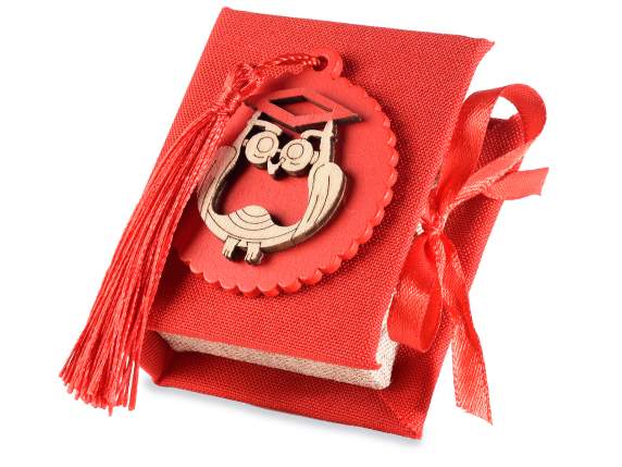 Graduation book box with wooden owl and tassel