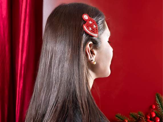 Christmas knitted hair clip