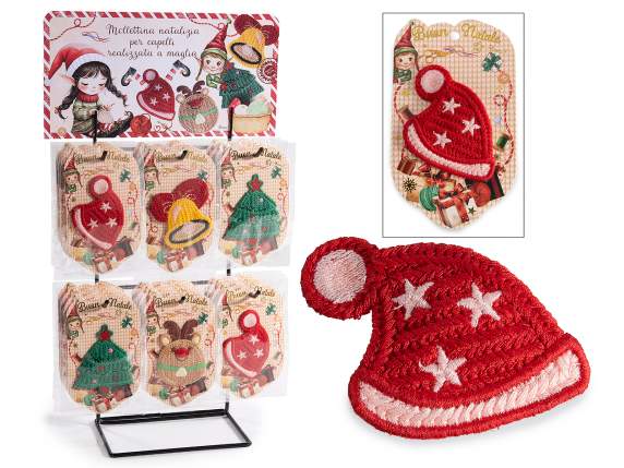 Christmas knitted hair clip with display