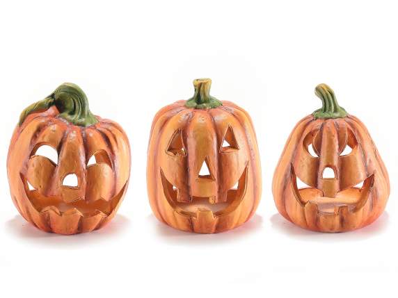 Colored terracotta tealight candle holder pumpkin