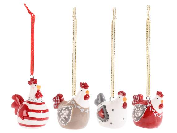 Hanging ceramic hen decoration