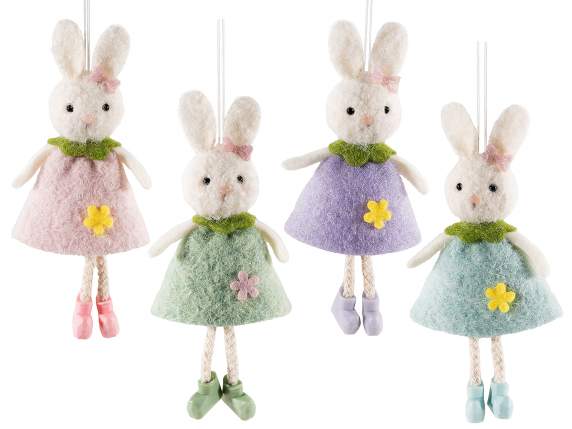 Long legged bunny with cloth dress to hang