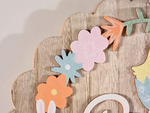 Set of 2 wooden garlands with Happy Easter writing to hang