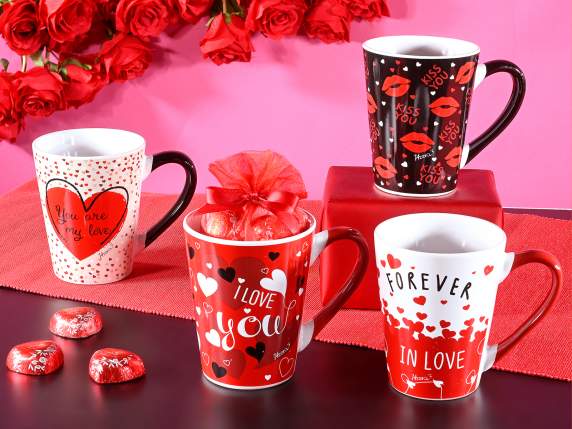 400ml ceramic mug with kisses, hearts and writing prints