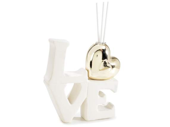 Love in matt porcelain with stick and heart perfumer
