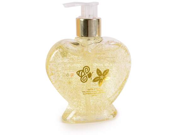 Display of 12 200ml shower gels with heart-shaped dispensers