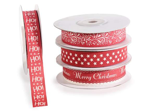 Red fabric ribbon with Christmas print
